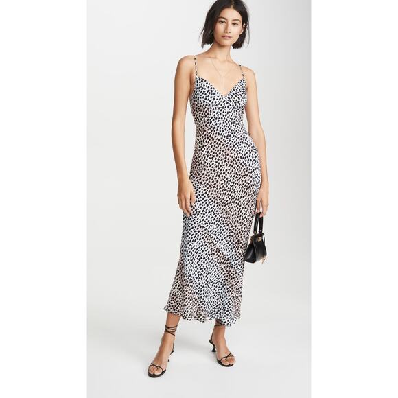 New Suboo Amelie Cheetah Print Midi Slip Dress $230 XS Tie Closure - Picture 1 of 6